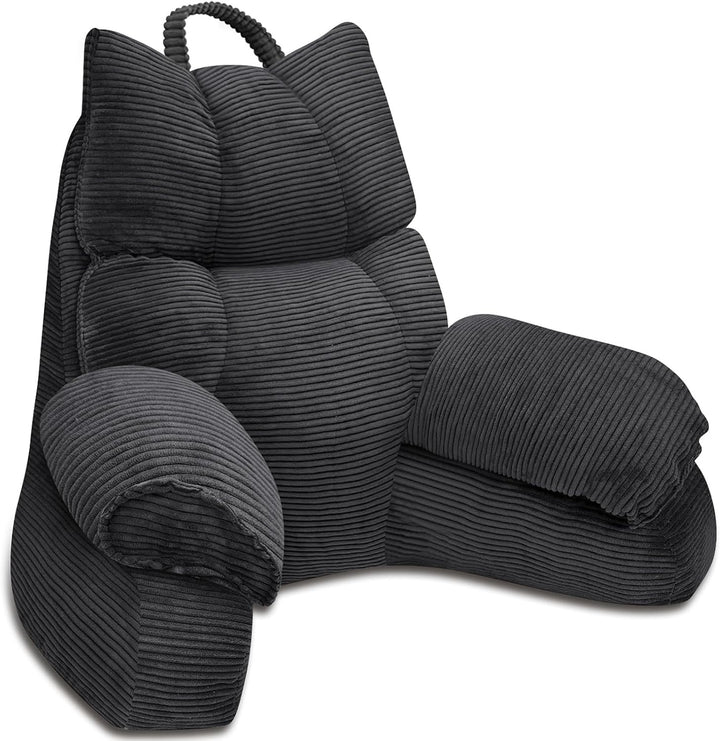 Cozy Reading Pillow with High Arm Rests &amp; Supportive Memory Foam | Perfect Back Support for Relaxing, Reading &amp; Gaming in Bed
