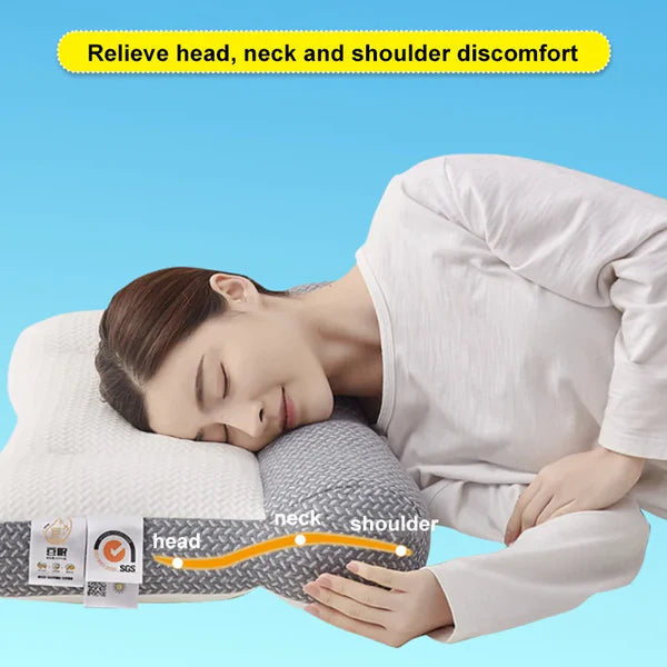 AlignRest | Neck Support Pillow with Ergonomic Contour &amp; Pressure Relief | Ideal Cervical Pillow for Pain-Free Sleep