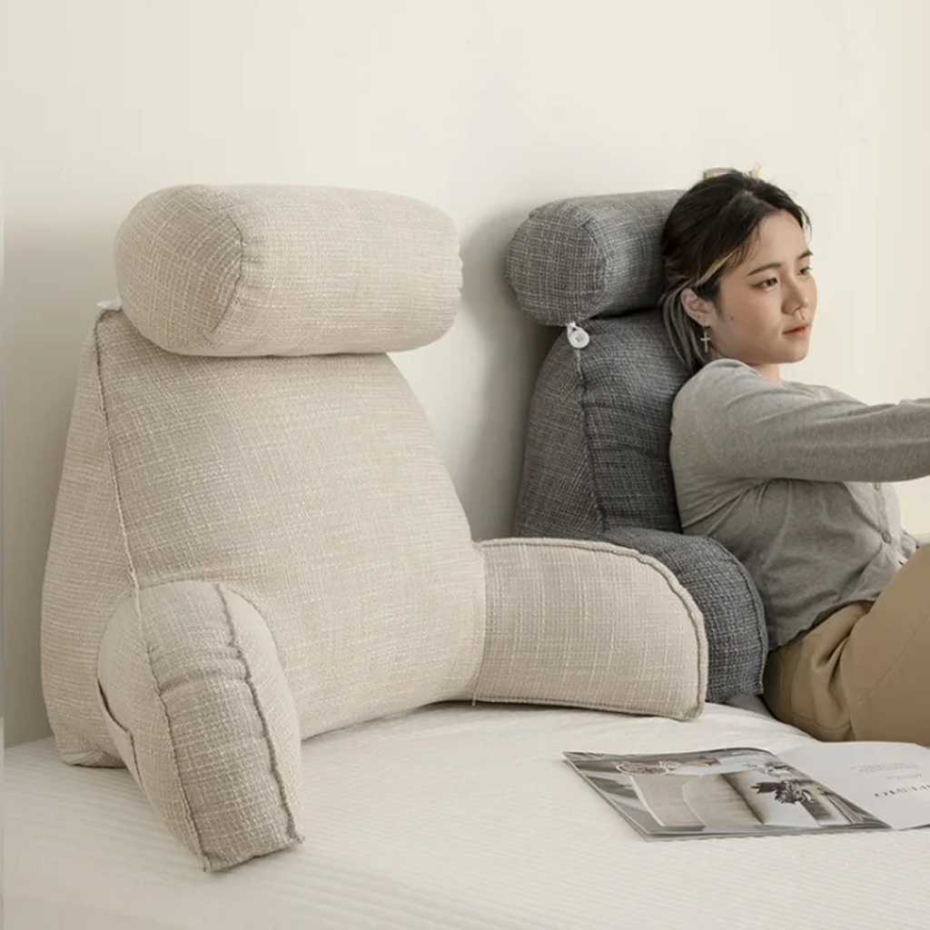 Comfort Haven | Lumbar Support Pillow with Adjustable Headrest &amp; Armrests | Back Cushion for Relief from Back Pain