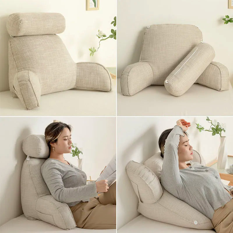 Comfort Haven | Lumbar Support Pillow with Adjustable Headrest &amp; Armrests | Back Cushion for Relief from Back Pain