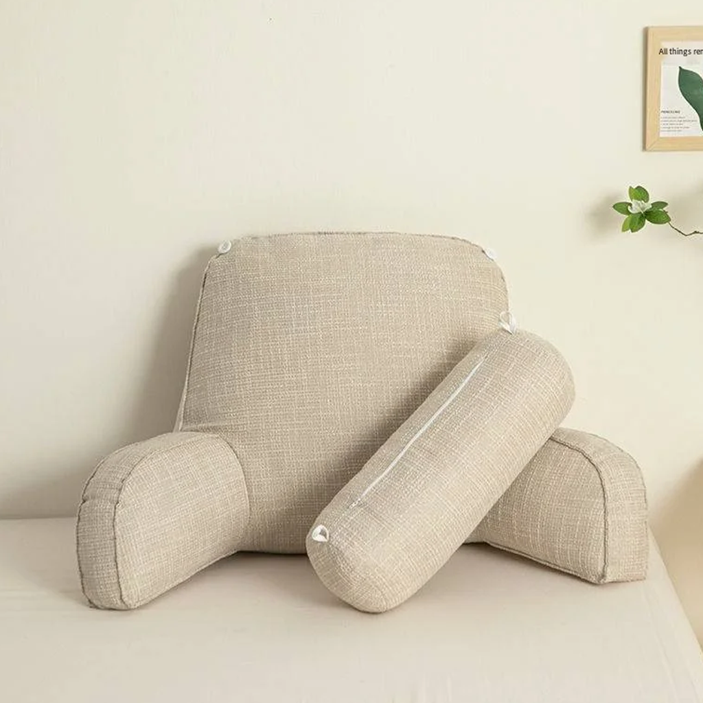 Comfort Haven | Lumbar Support Pillow with Adjustable Headrest &amp; Armrests | Back Cushion for Relief from Back Pain