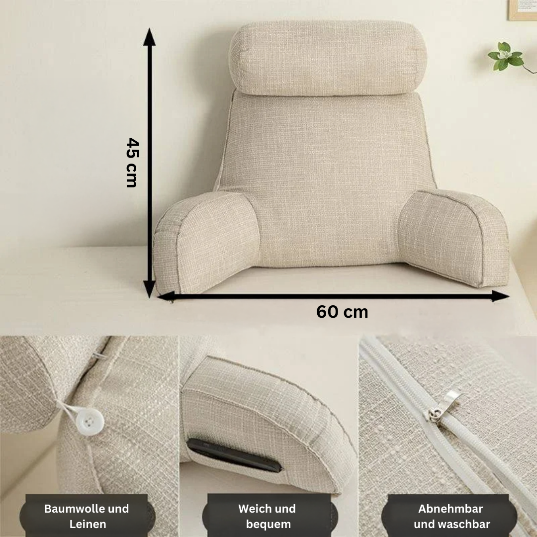 Comfort Haven | Lumbar Support Pillow with Adjustable Headrest &amp; Armrests | Back Cushion for Relief from Back Pain