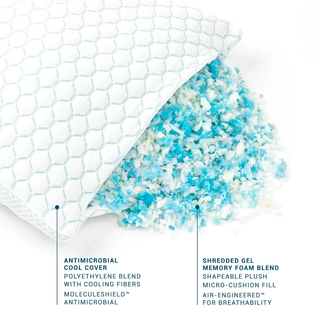 Cooling Shredded Memory Foam Pillow with Adjustable Fill | Best Pillow for Side Sleepers and Neck Pain