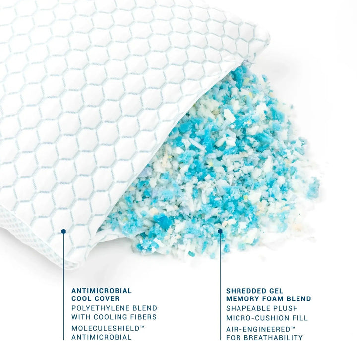Cooling Shredded Memory Foam Pillow with Adjustable Fill | Best Pillow for Side Sleepers and Neck Pain