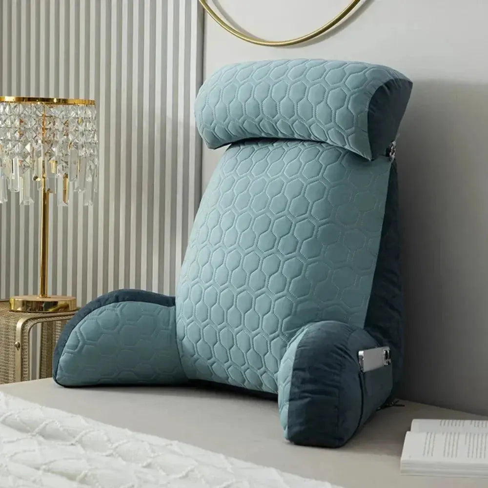 Vepine Cozy Lounge | Reading Pillow for Bed with Side Pockets &amp; Washable Cover | Comfortable Backrest Pillow for Relaxation