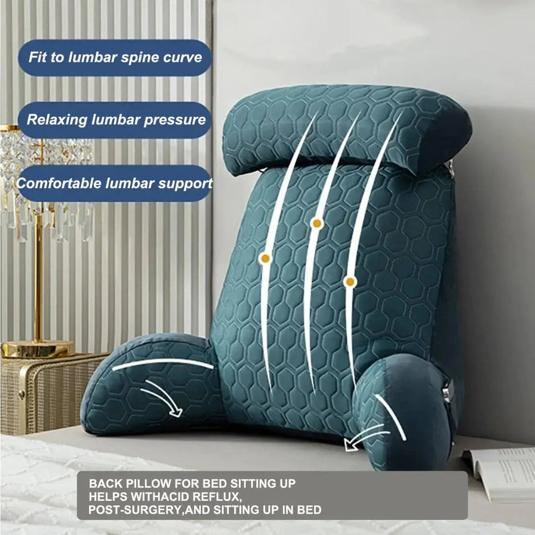 Vepine Cozy Lounge | Reading Pillow for Bed with Side Pockets &amp; Washable Cover | Comfortable Backrest Pillow for Relaxation