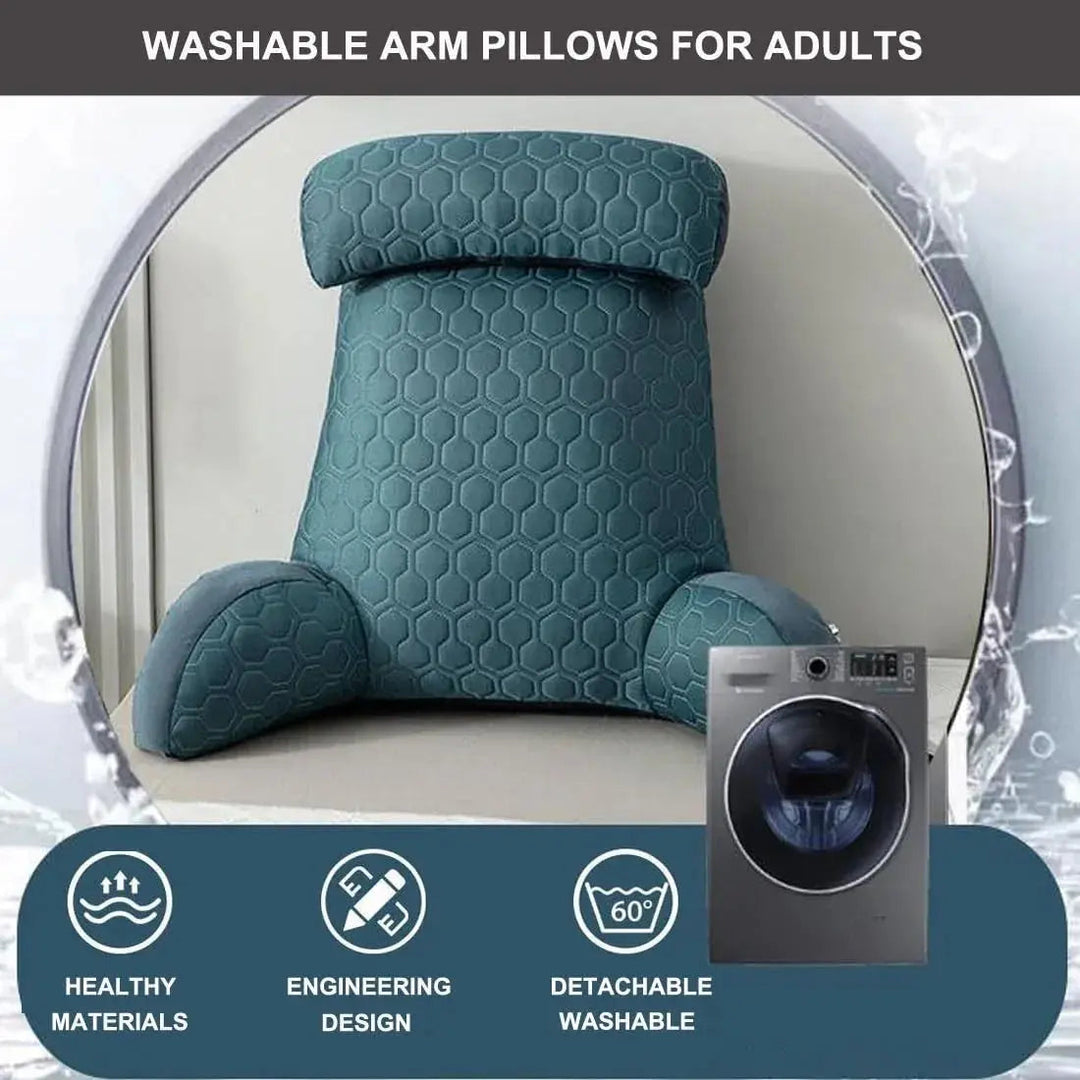 Vepine Cozy Lounge | Reading Pillow for Bed with Side Pockets &amp; Washable Cover | Comfortable Backrest Pillow for Relaxation