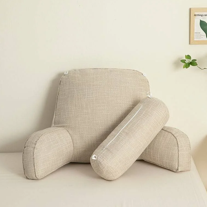 Ergonomic Lumbar Support Pillow with Adjustable Headrest &amp; Soft Armrests | Back Support for Pain Relief and Comfort