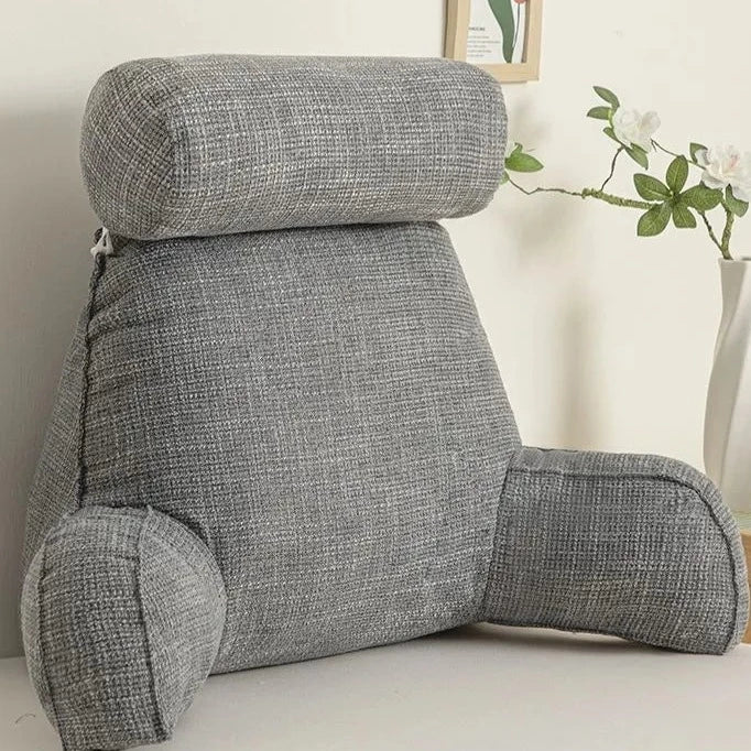 Ergonomic Lumbar Support Pillow with Adjustable Headrest &amp; Soft Armrests | Back Support for Pain Relief and Comfort