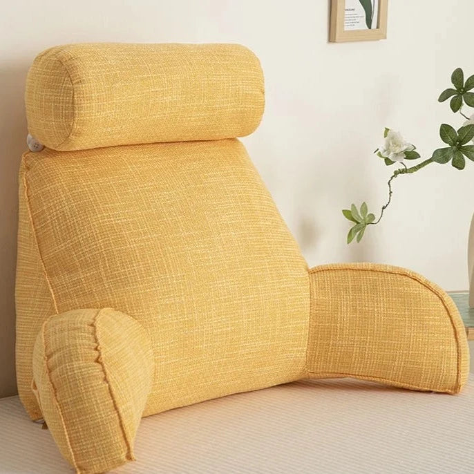 Ergonomic Lumbar Support Pillow with Adjustable Headrest &amp; Soft Armrests | Back Support for Pain Relief and Comfort