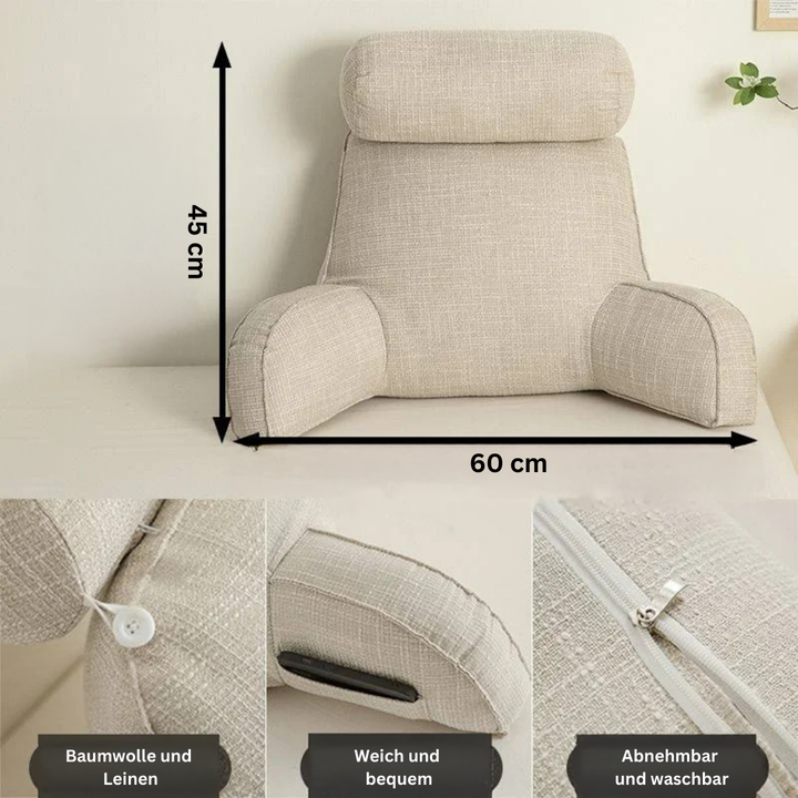 Ergonomic Lumbar Support Pillow with Adjustable Headrest &amp; Soft Armrests | Back Support for Pain Relief and Comfort