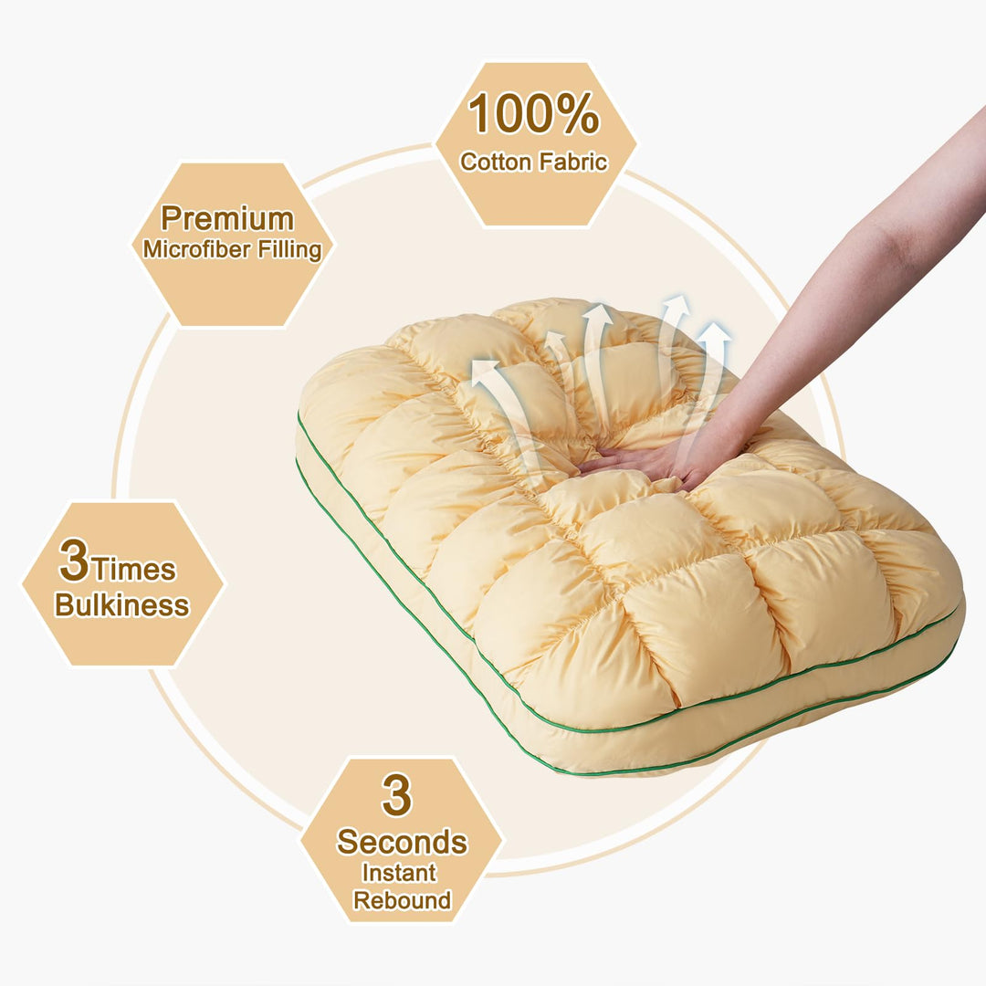 Puff Pillow | Best Pillow for Neck Pain with Fluffy Soft Design | Ergonomic Support for Ultimate Comfort