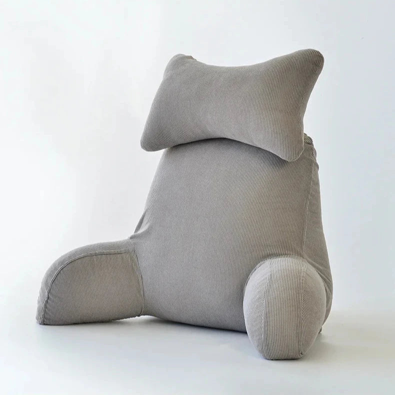 Luxury Corduroy Backrest Pillow With Arms &amp; Removable Headrest