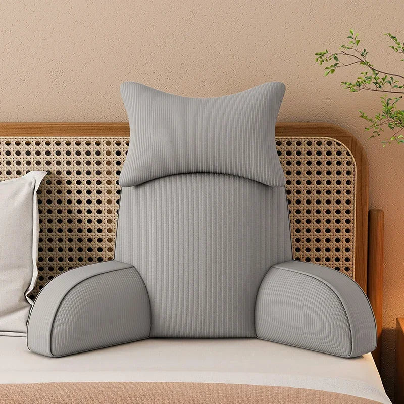 Luxury Corduroy Backrest Pillow With Arms &amp; Removable Headrest