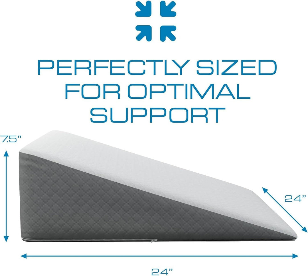 Wedge Pillow with Memory Foam and Washable Cover for Bed Support